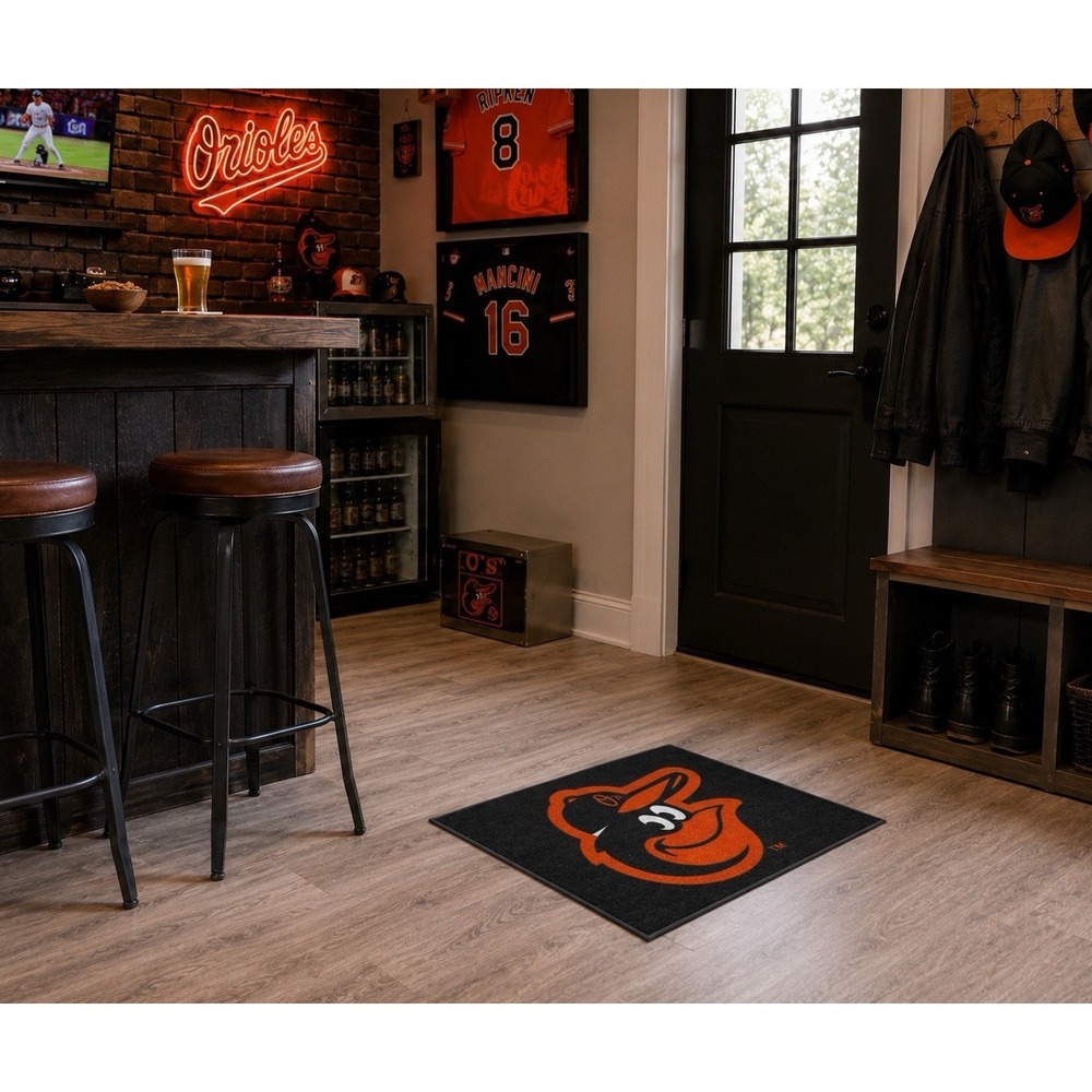 FANMATS Baltimore Orioles Cartoon Logo Floor Mat MLB Black Nylon Rug
